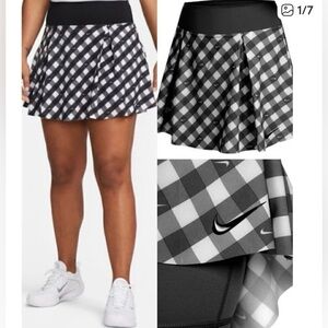 Nike 15” Core Club tennis skirt black white gingham plaid Medium